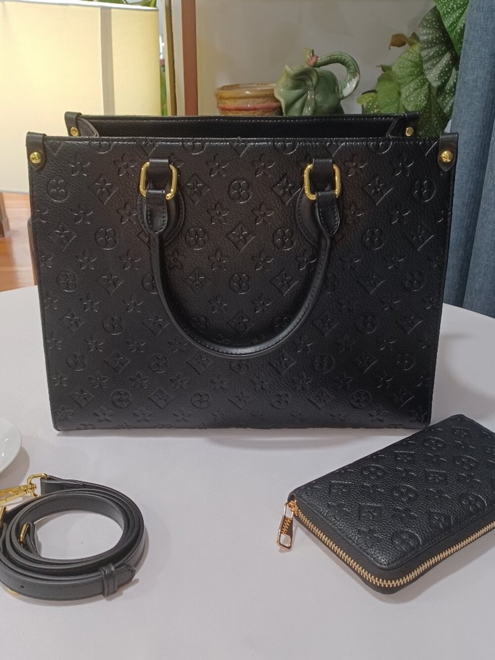 Black Mini Print Structured Top Handle Bag | Crossbody Strap | Everyday Work Bag